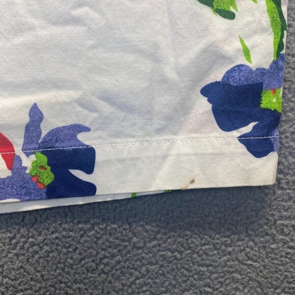 Womens Pull on Capri‎ Elastic Waist Red White Blue Floral Pants Large,Pockets - Picture 11 of 12